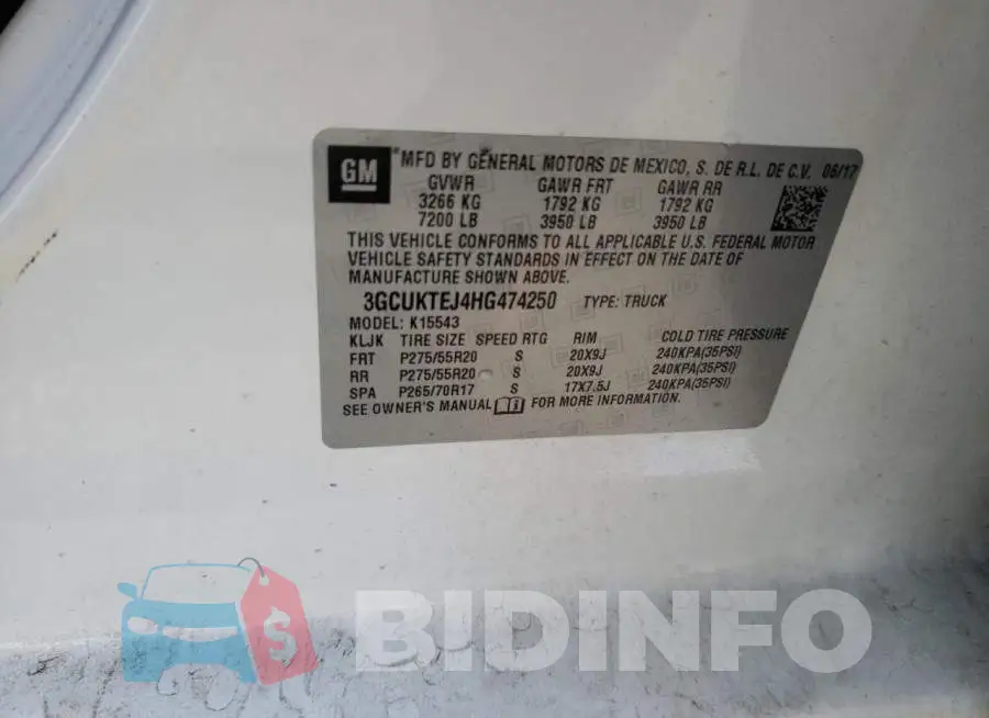 3GCUKTEJ4HG474250 Photo# 10