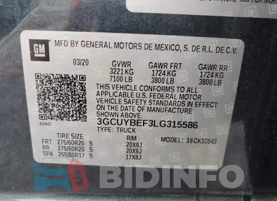 3GCUYBEF3LG315586 Photo# 10