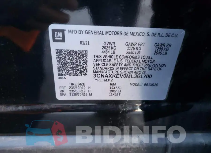 3GNAXKEV0ML361700 Photo# 10