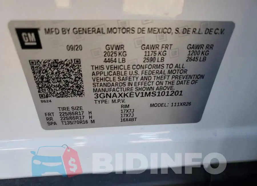 3GNAXKEV1MS101201 Photo# 10