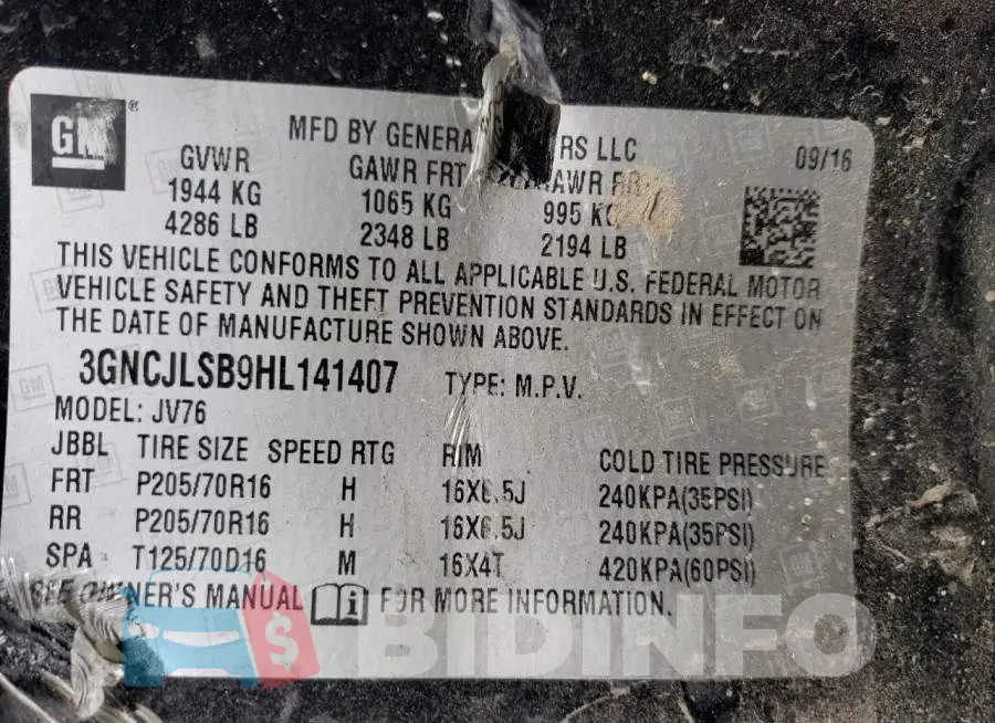 3GNCJLSB9HL141407 Photo# 10