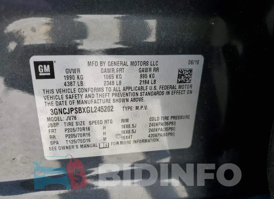 3GNCJPSBXGL245202 Photo# 10