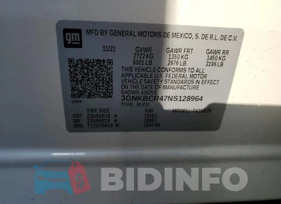 3GNKBCR47NS128964 Photo# 10