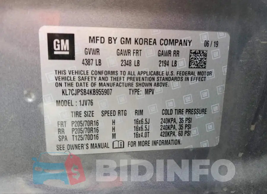 KL7CJPSB4KB955907 Photo# 10
