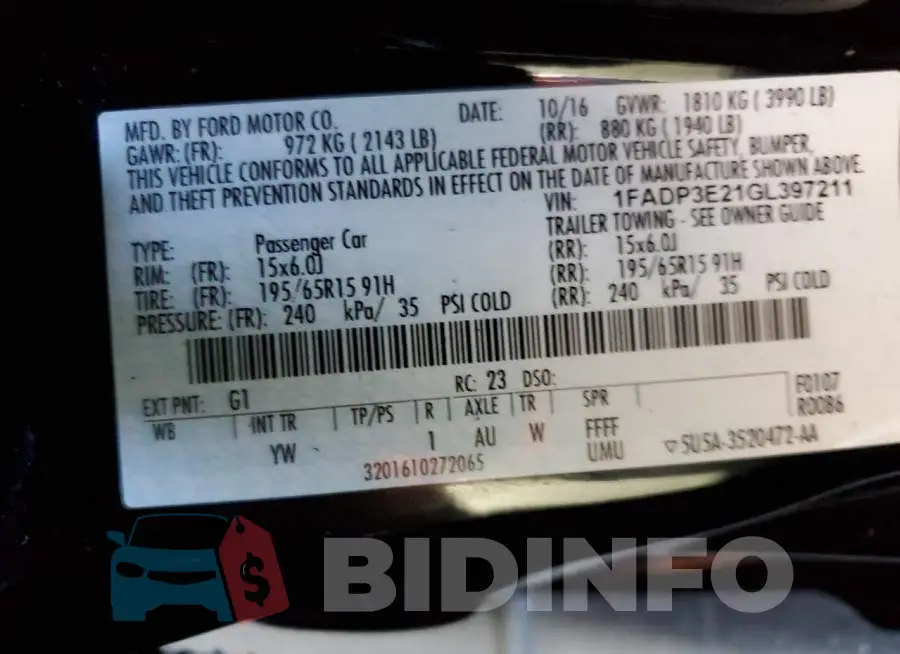 1FADP3E21GL397211 Photo# 10