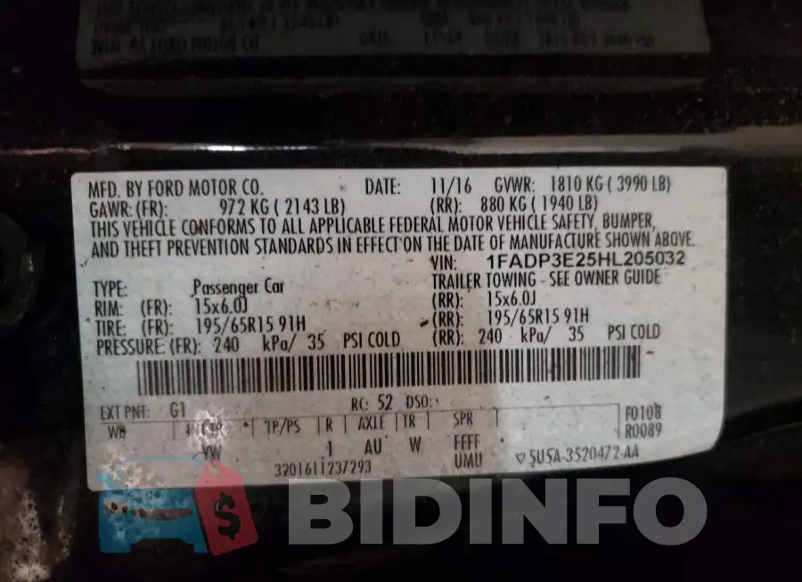 1FADP3E25HL205032 Photo# 10