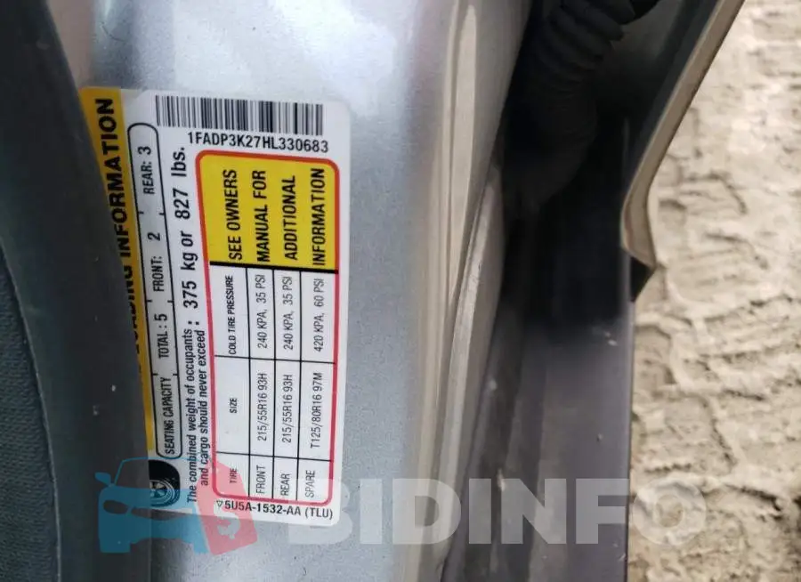 1FADP3K27HL330683 Photo# 10