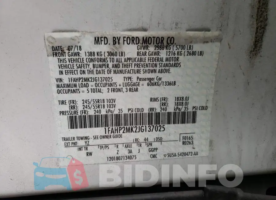 1FAHP2MK2JG137025 Photo# 10