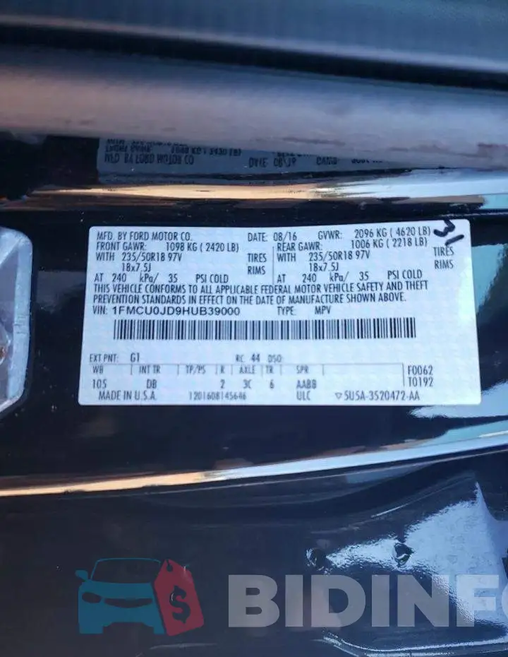 1FMCU0JD9HUB39000 Photo# 10