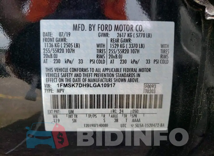 1FMSK7DH9LGA10917 Photo# 10