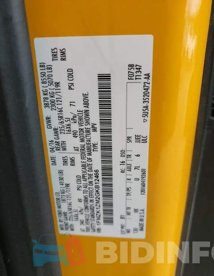 1FMZK1ZM2GKB12466 Photo# 10