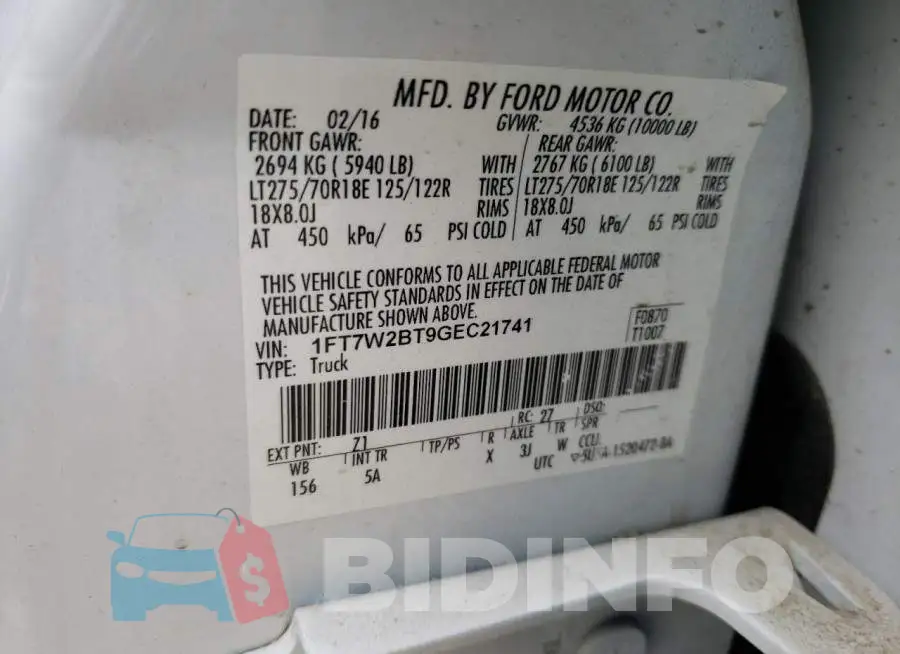 1FT7W2BT9GEC21741 Photo# 12