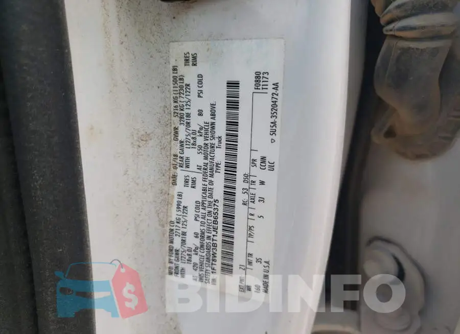 1FT8W3BT1JEB65375 Photo# 10