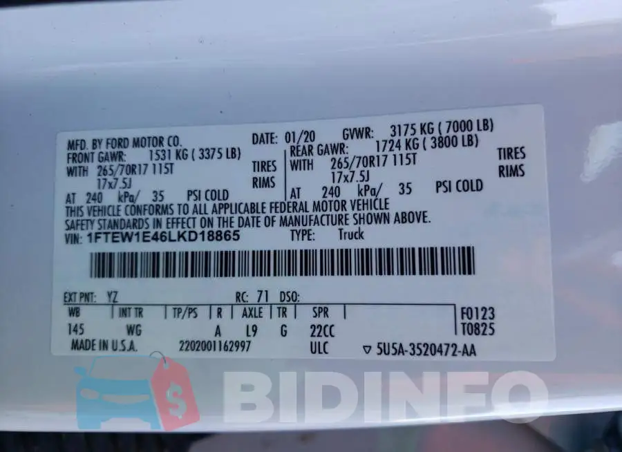 1FTEW1E46LKD18865 Photo# 10