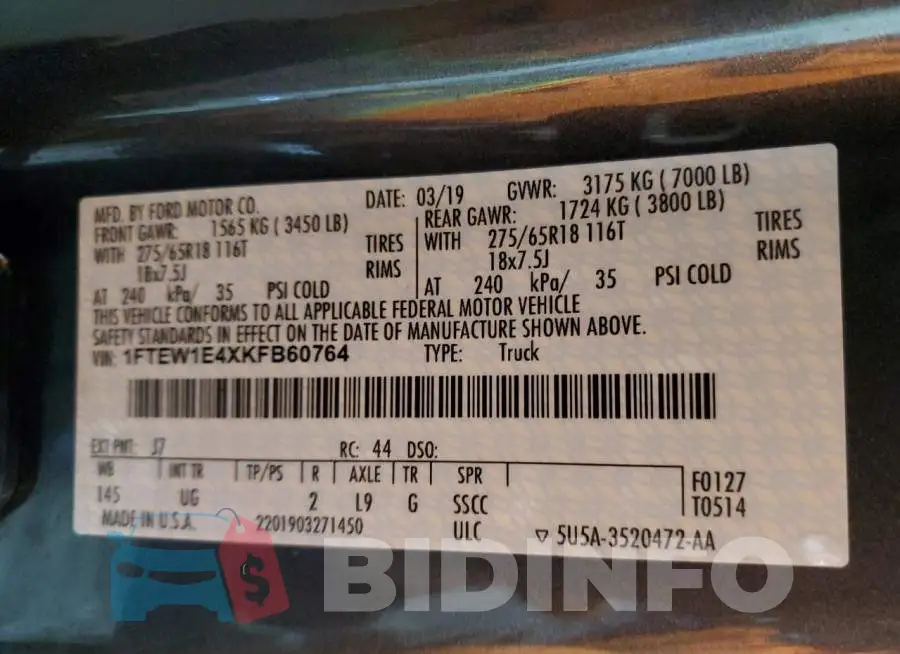 1FTEW1E4XKFB60764 Photo# 13