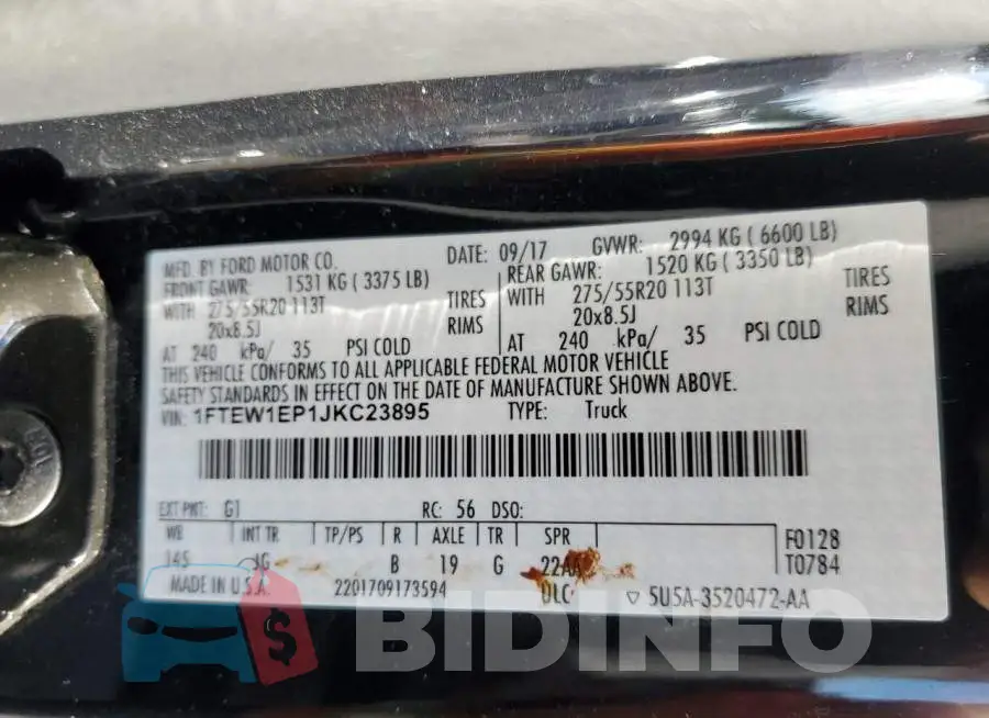 1FTEW1EP1JKC23895 Photo# 10