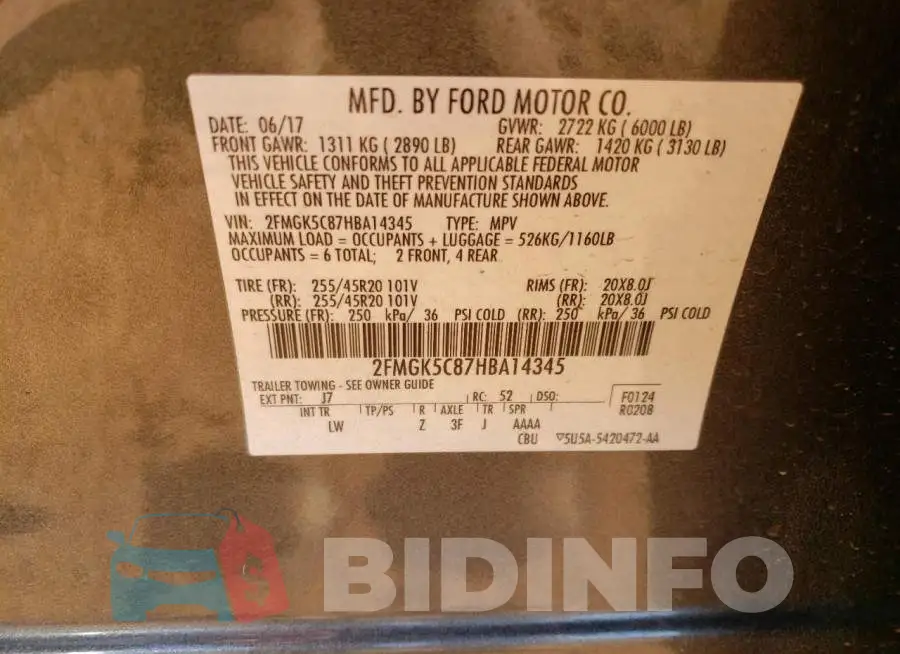2FMGK5C87HBA14345 Photo# 10