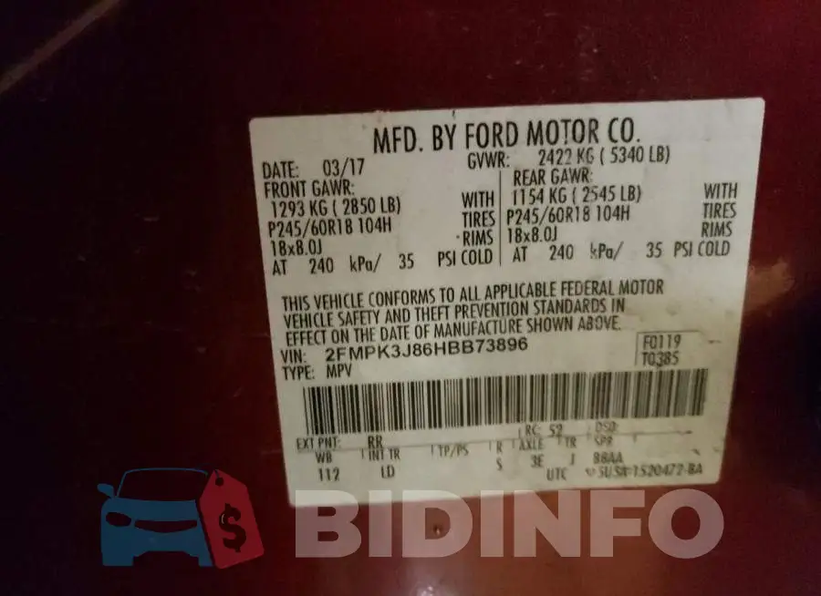 2FMPK3J86HBB73896 Photo# 10