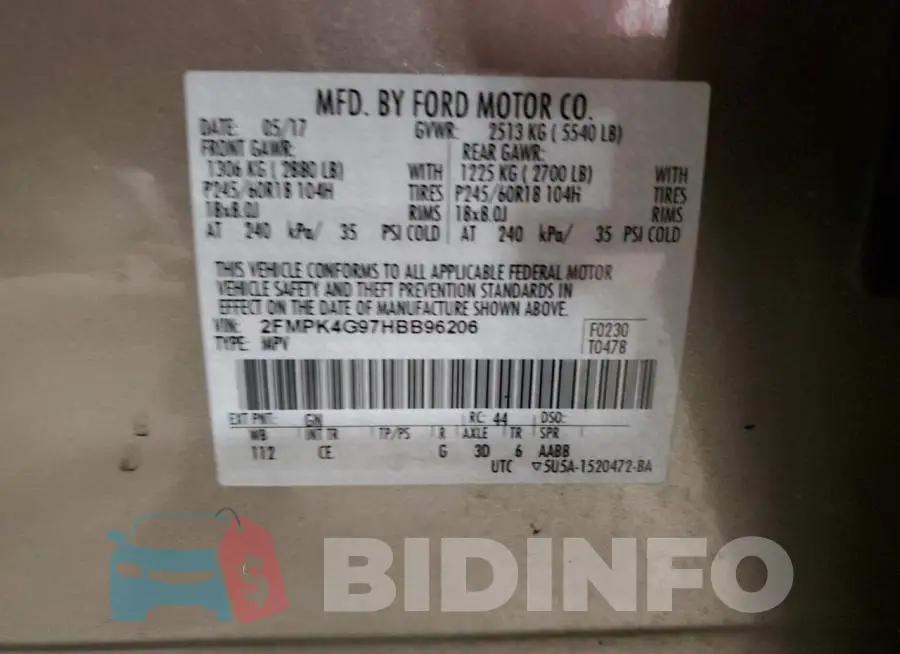 2FMPK4G97HBB96206 Photo# 10