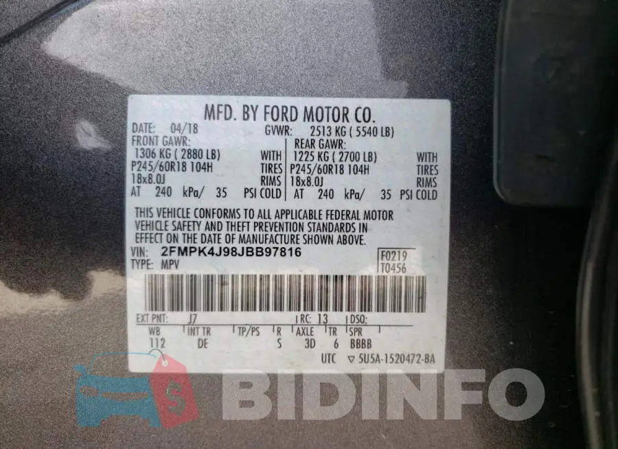 2FMPK4J98JBB97816 Photo# 10
