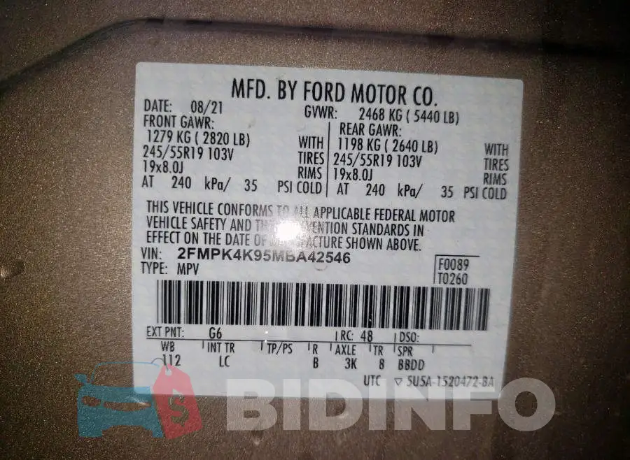 2FMPK4K95MBA42546 Photo# 10