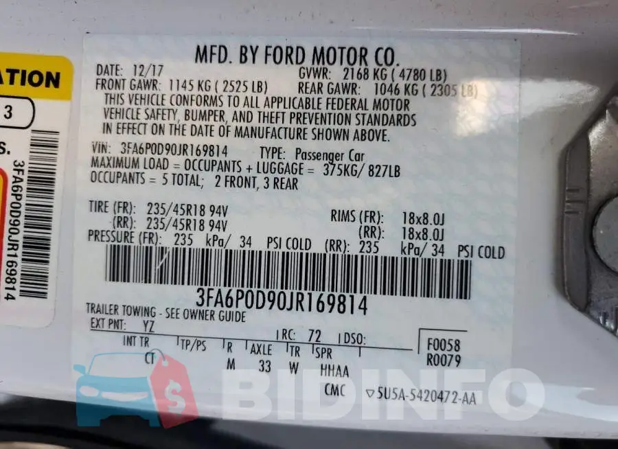 3FA6P0D90JR169814 Photo# 10