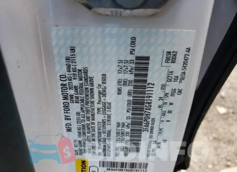 3FA6P0H7XGR191112 Photo# 10