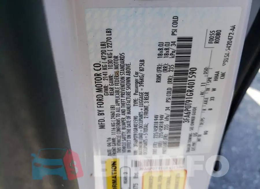 3FA6P0T91GR401590 Photo# 10