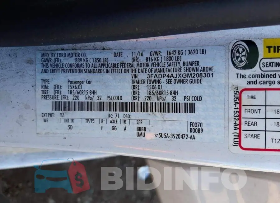 3FADP4AJXGM208301 Photo# 10