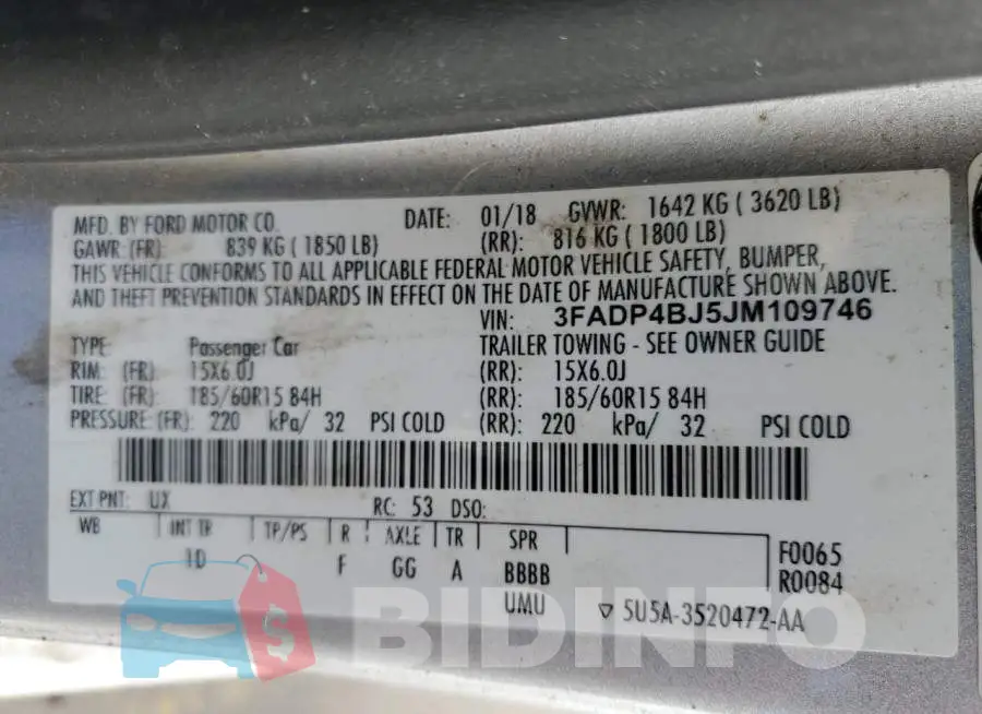 3FADP4BJ5JM109746 Photo# 10