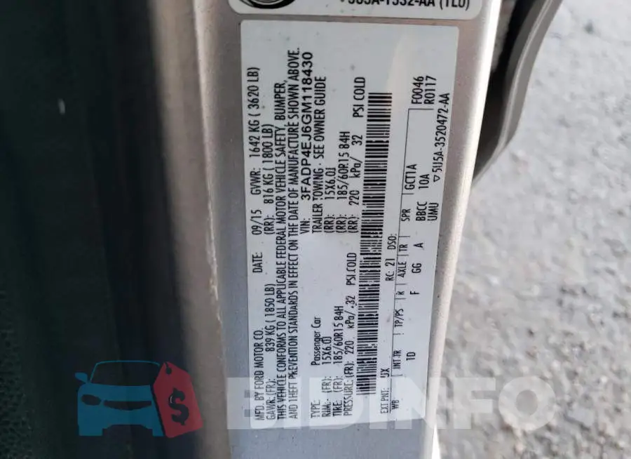 3FADP4EJ6GM118430 Photo# 10