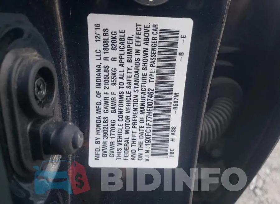 19XFC1F77HE007462 Photo# 12