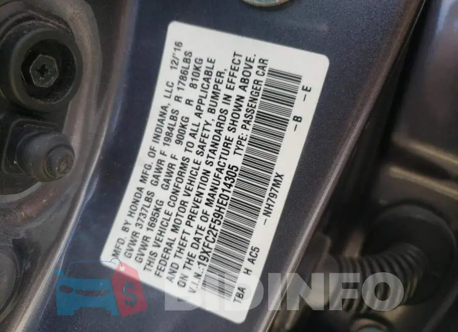 19XFC2F59HE014305 Photo# 10