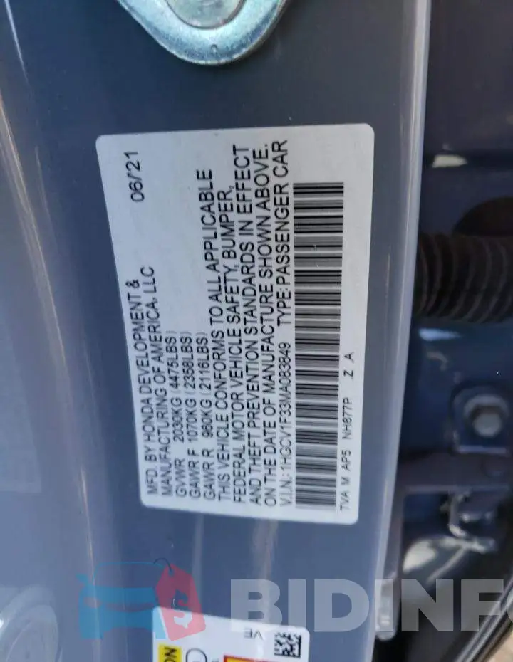 1HGCV1F33MA083849 Photo# 10