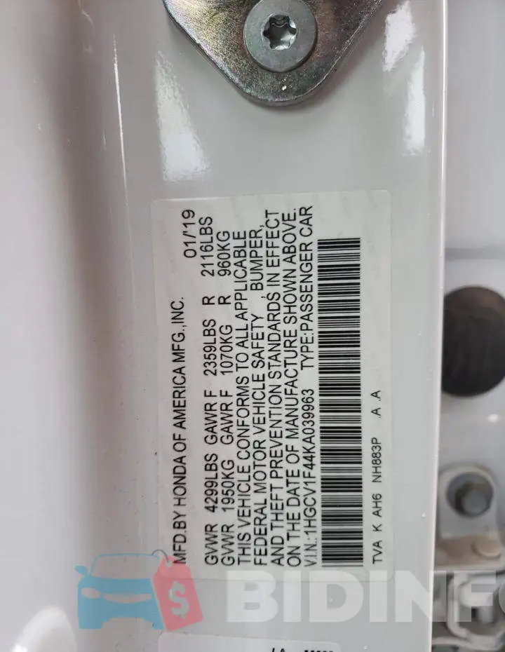 1HGCV1F44KA039963 Photo# 10