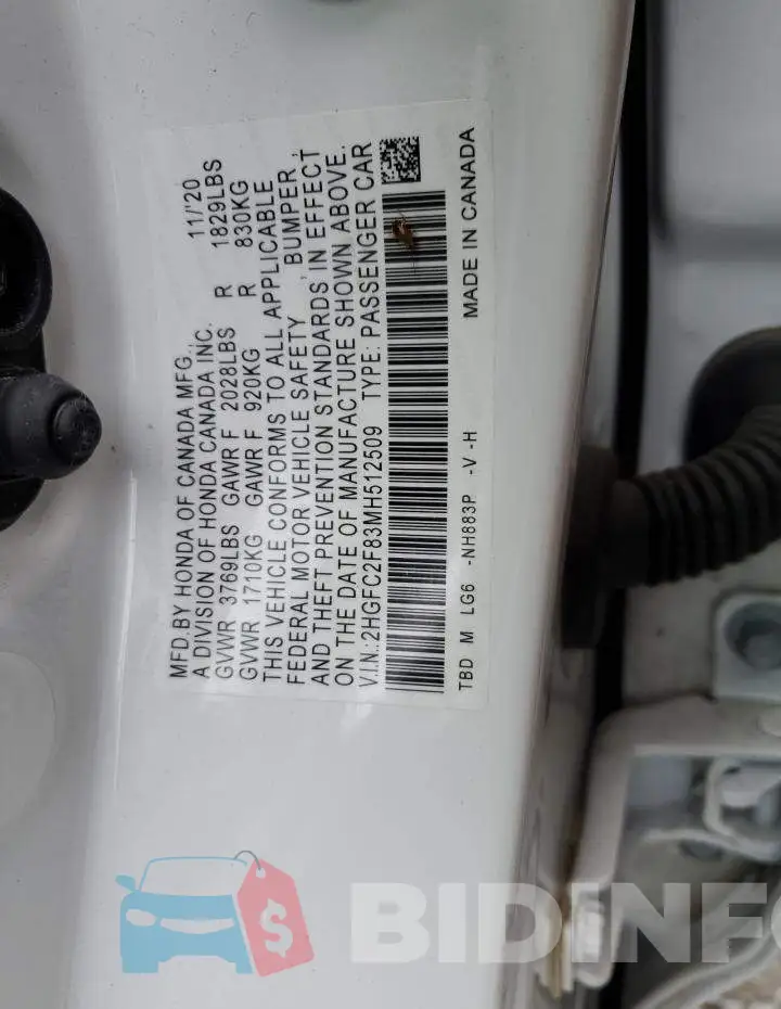 2HGFC2F83MH512509 Photo# 10