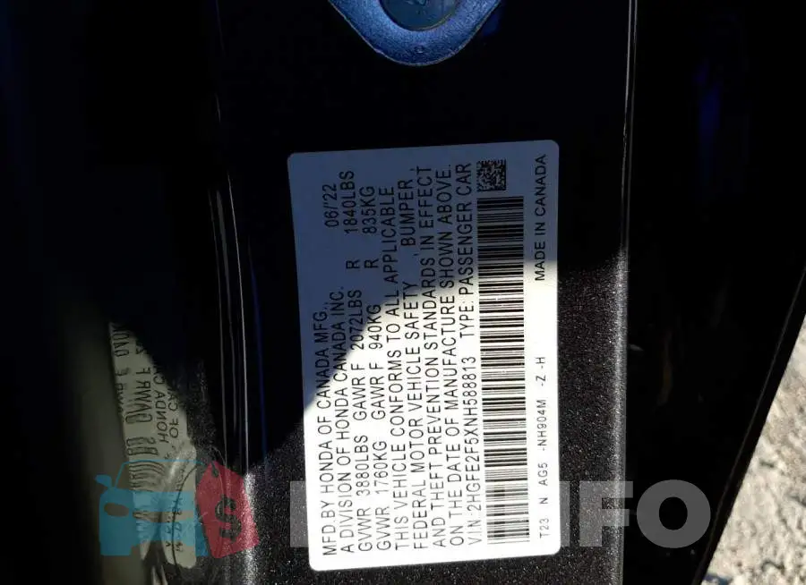 2HGFE2F5XNH588813 Photo# 10