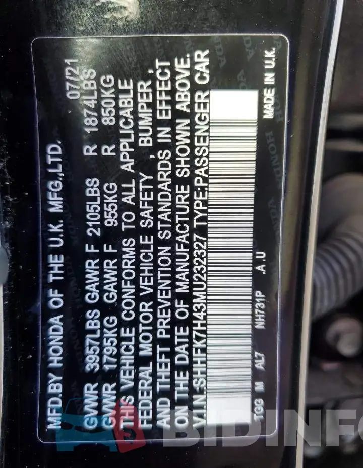 SHHFK7H43MU232327 Photo# 10