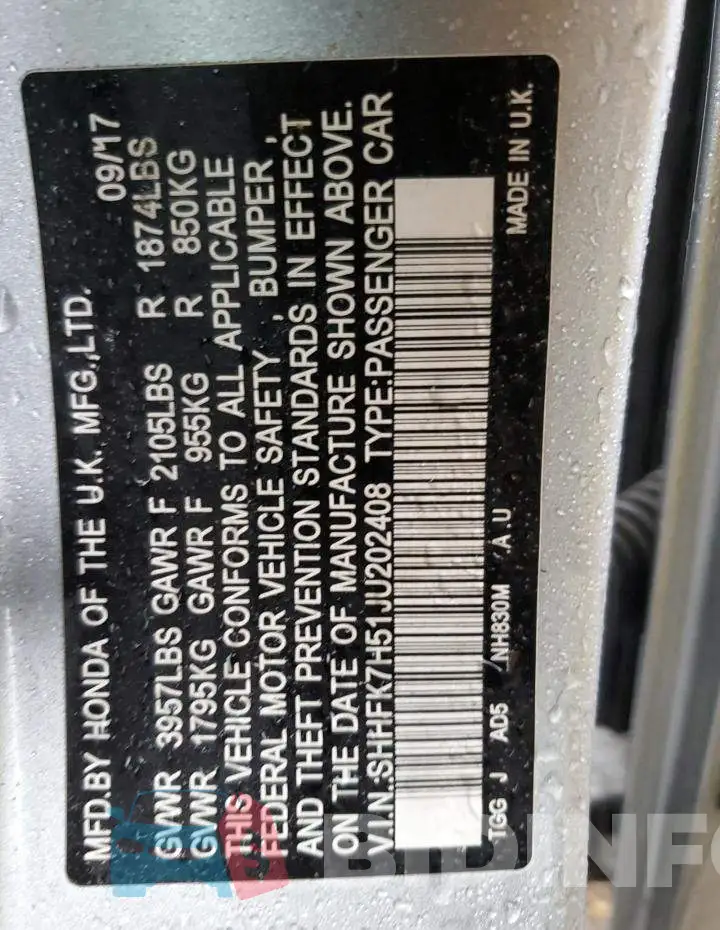 SHHFK7H51JU202408 Photo# 10