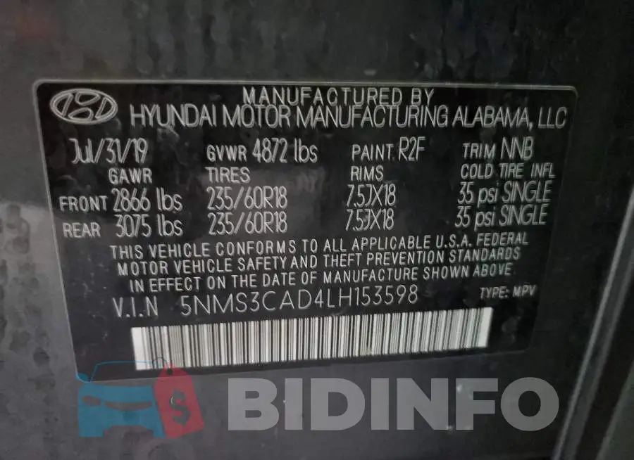 5NMS3CAD4LH153598 Photo# 13