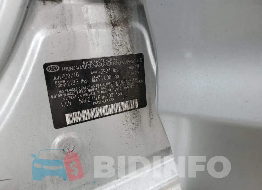 5NPD74LF3HH091364 Photo# 10