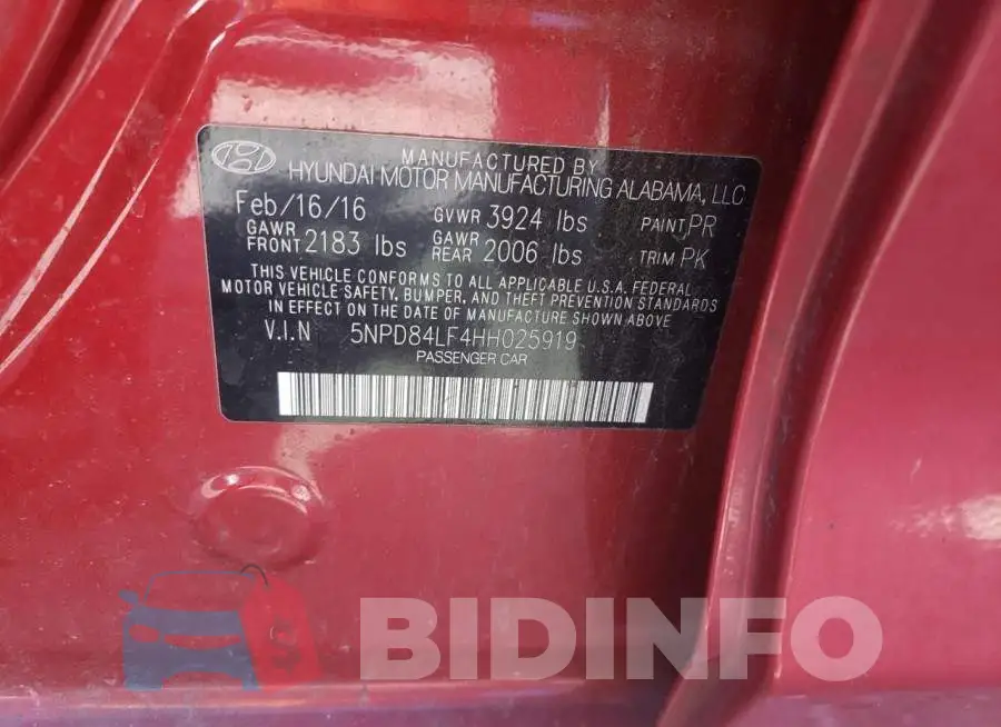 5NPD84LF4HH025919 Photo# 10