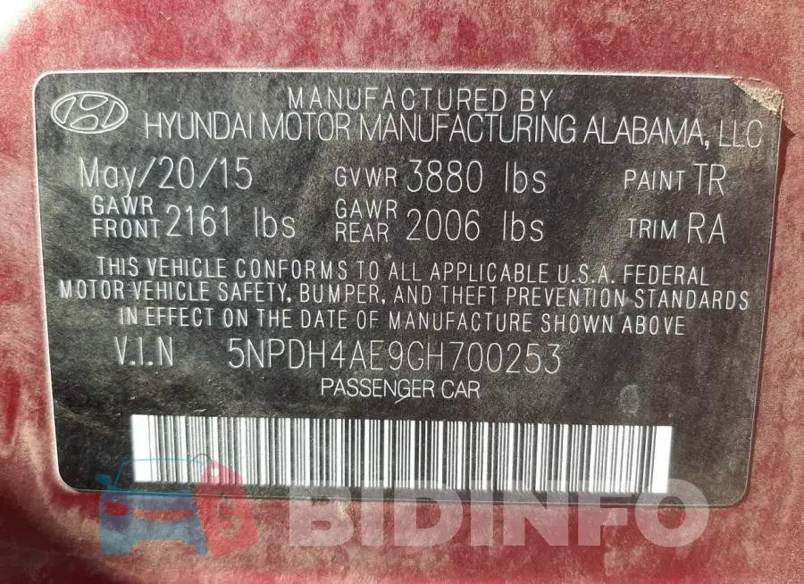 5NPDH4AE9GH700253 Photo# 10