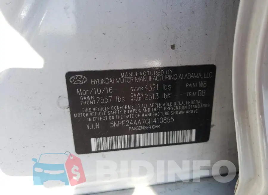 5NPE24AA7GH410855 Photo# 10