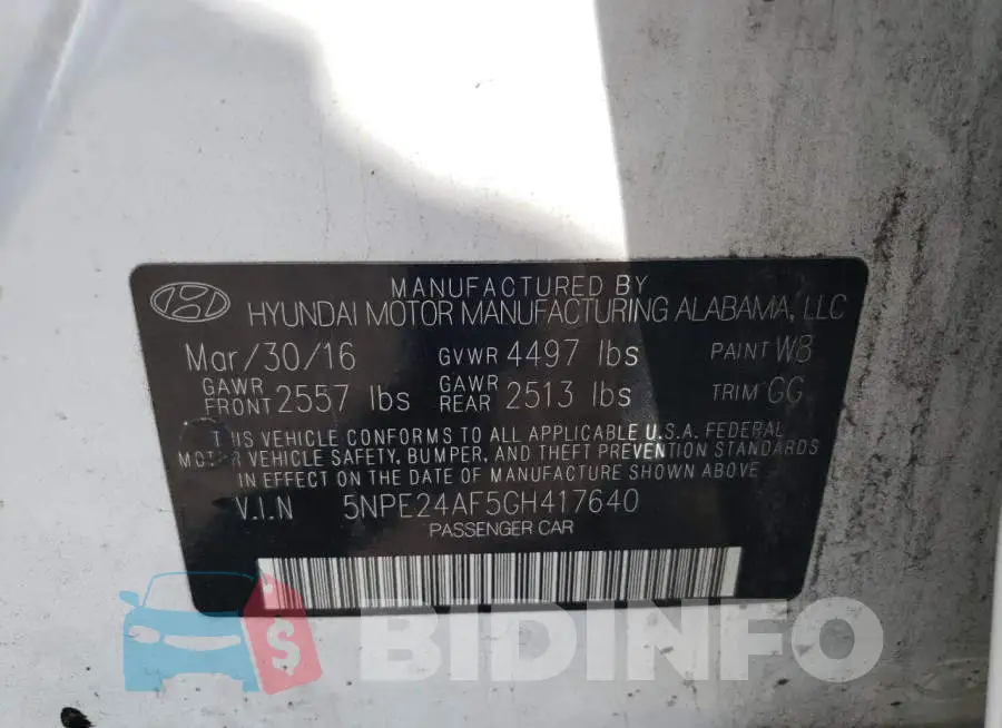 5NPE24AF5GH417640 Photo# 10