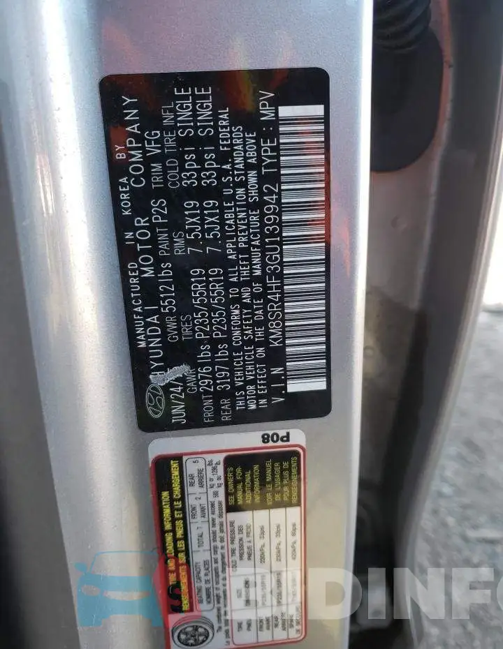 KM8SR4HF3GU139942 Photo# 13