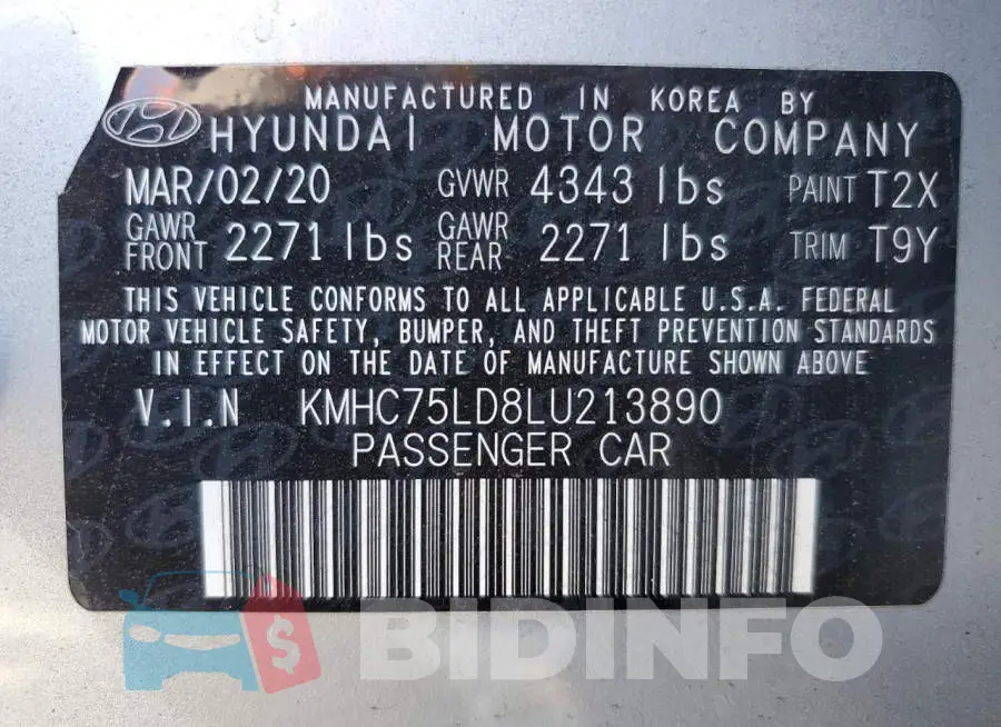 KMHC75LD8LU213890 Photo# 10