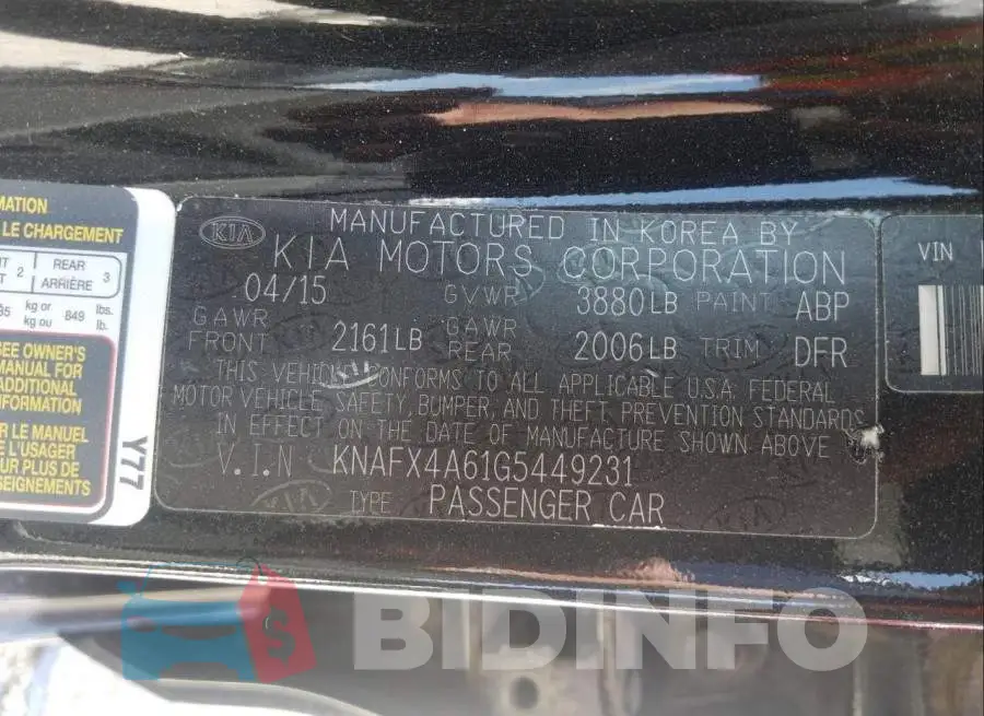 KNAFX4A61G5449231 Photo# 10