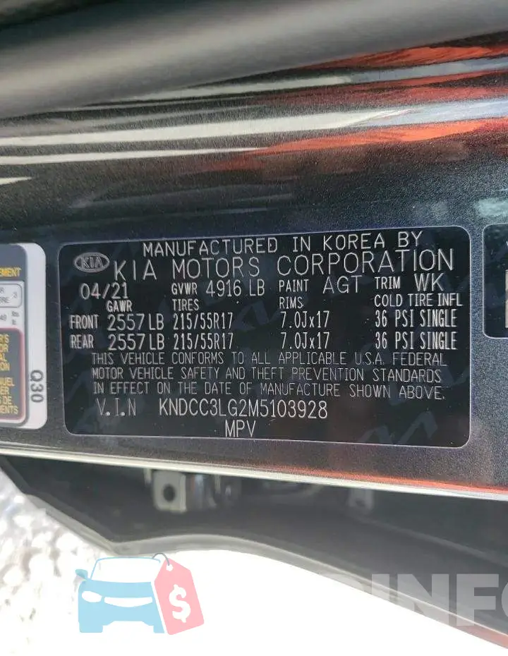 KNDCC3LG2M5103928 Photo# 10