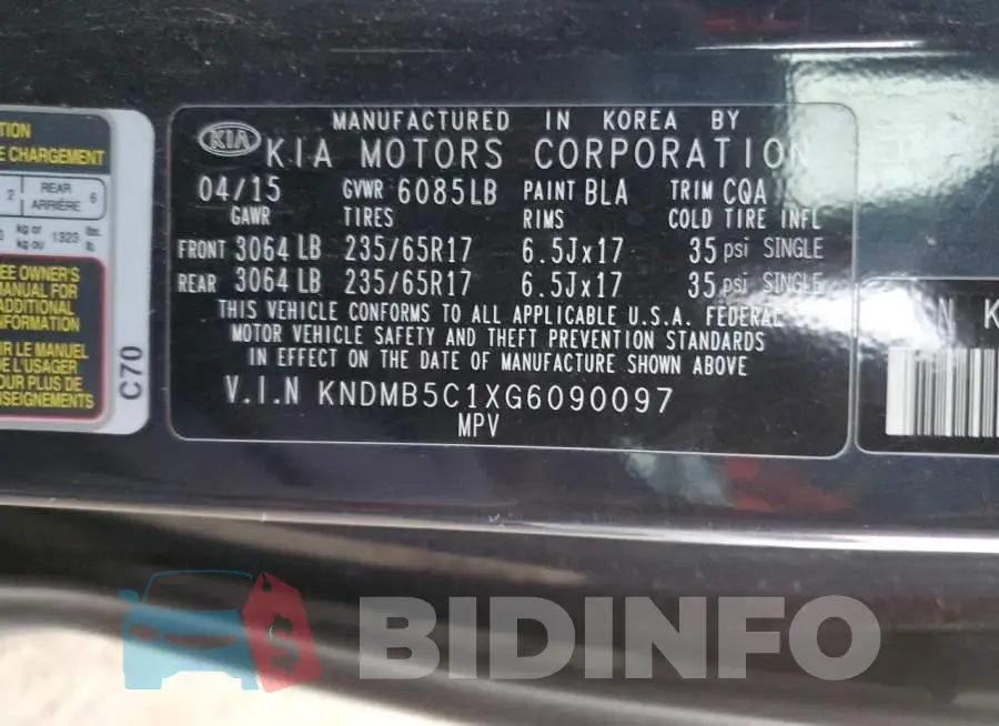KNDMB5C1XG6090097 Photo# 10